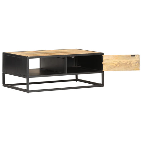 Coffee Table With Carved Door 90X55X36 Cm Rough Mango Wood