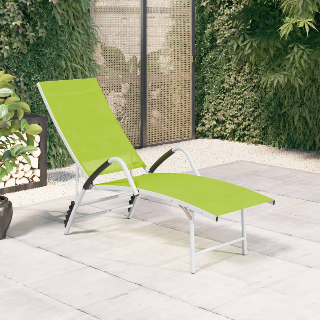 Sun Lounger Textilene and Aluminium Green