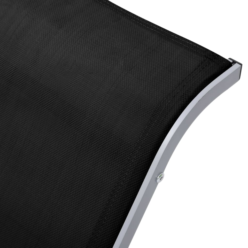 Sun Loungers 2 Pcs With Table Aluminium Black