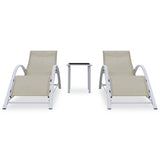 Sun Loungers 2 Pcs With Table Aluminium Cream