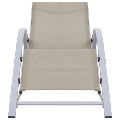 Sun Loungers 2 Pcs With Table Aluminium Cream
