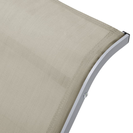 Sun Loungers 2 Pcs With Table Aluminium Cream