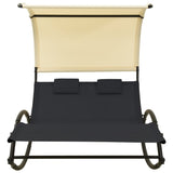 Double Sun Lounger With Canopy Textilene