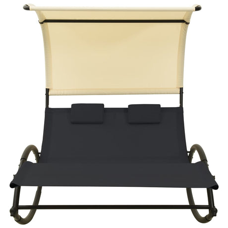 Double Sun Lounger With Canopy Textilene