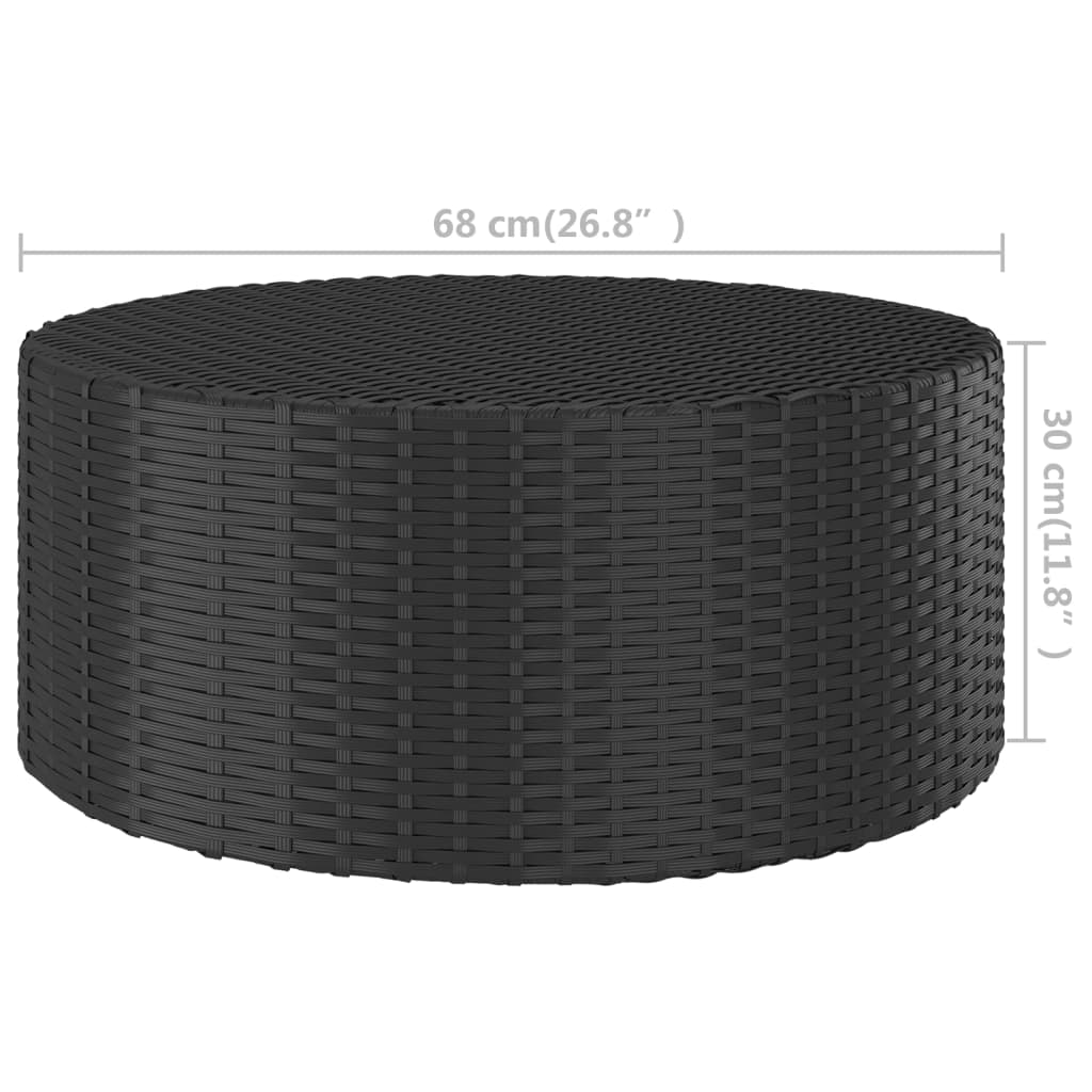 Tea Table Black 68X68X30 Cm Poly Rattan