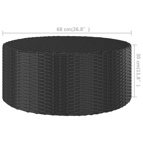 Tea Table Black 68X68X30 Cm Poly Rattan
