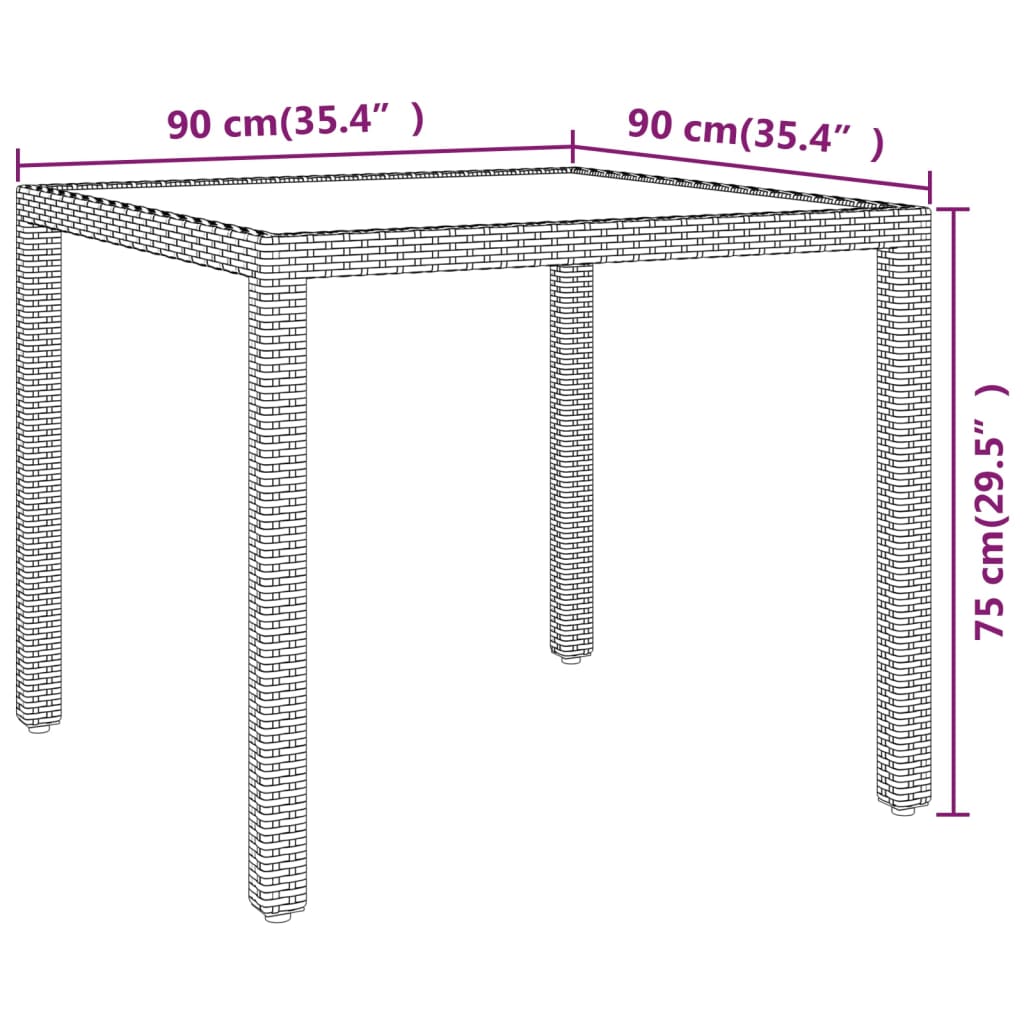 Garden Table 90X90X75 Cm Poly Rattan