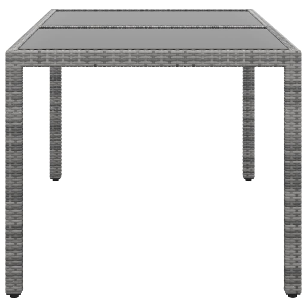 Garden Table 150X90X75 Cm Tempered Glass And Poly Rattan