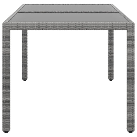 Garden Table 150X90X75 Cm Tempered Glass And Poly Rattan