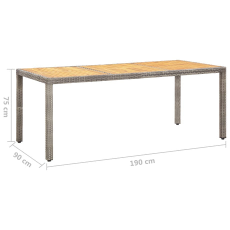 Garden Table 190X90X75 Cm Poly Rattan And Acacia Wood