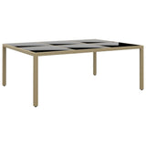 Garden Table With Glass Top 200X150X75 Cm Rattan