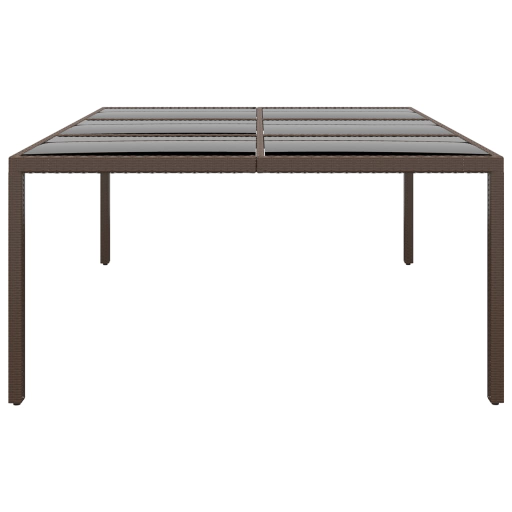 Garden Table With Glass Top 200X150X75 Cm Rattan