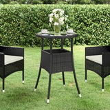 Garden Table Ø60X75 Cm Tempered Glass And Poly Rattan