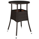 Garden Table Ø60X75 Cm Tempered Glass And Poly Rattan