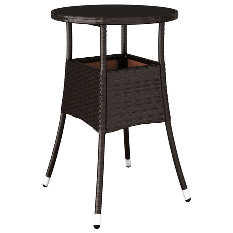 Garden Table Ø60X75 Cm Tempered Glass And Poly Rattan