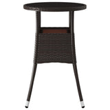 Garden Table Ø60X75 Cm Tempered Glass And Poly Rattan