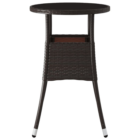 Garden Table Ø60X75 Cm Tempered Glass And Poly Rattan
