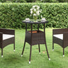 Garden Table Ø60X75 Cm Tempered Glass And Poly Rattan
