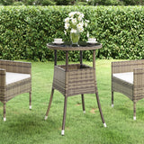 Garden Table Ø60X75 Cm Tempered Glass And Poly Rattan