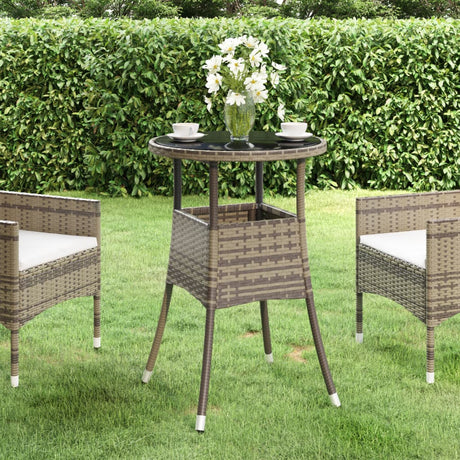 Garden Table Ø60X75 Cm Tempered Glass And Poly Rattan