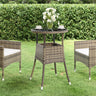 Garden Table Ø60X75 Cm Tempered Glass And Poly Rattan