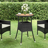 Garden Table Ø60X75 Cm Acacia Wood And Poly Rattan