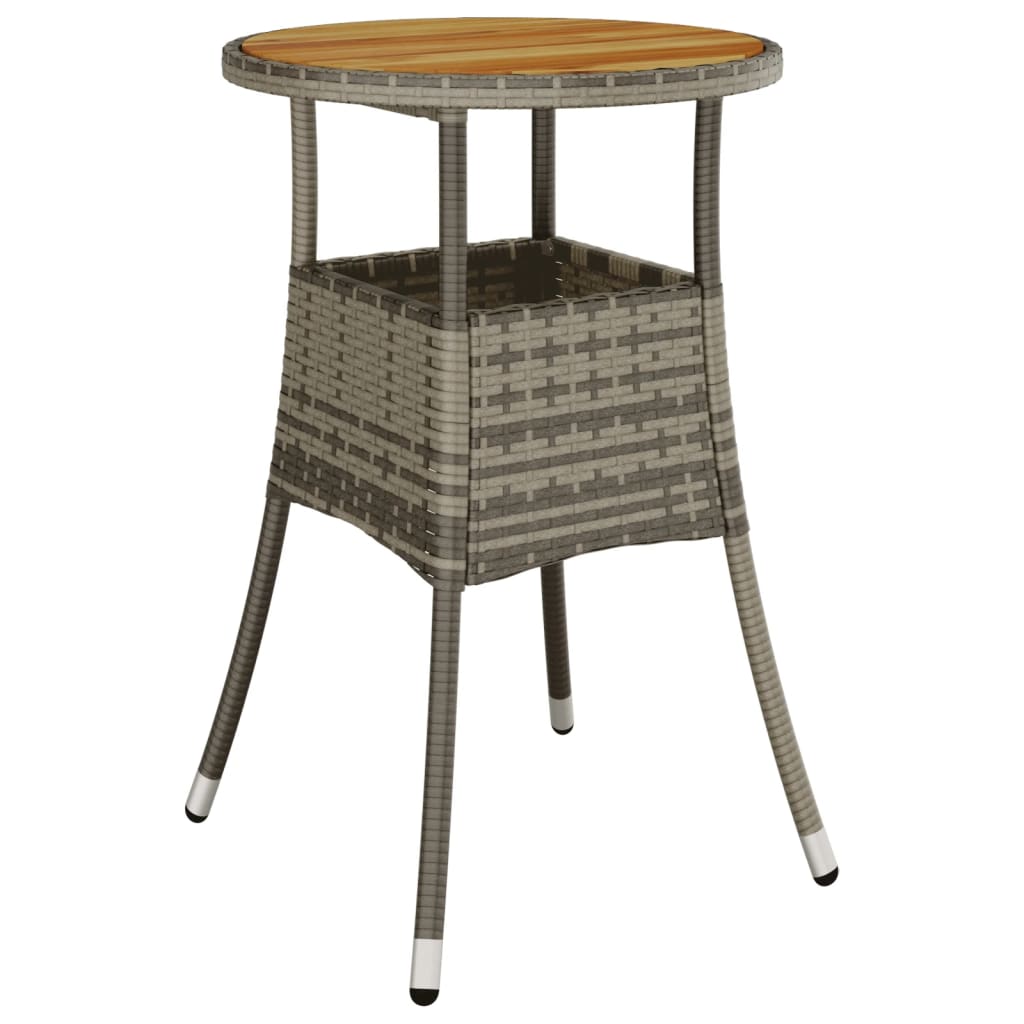 Garden Table Ø60X75 Cm Acacia Wood And Poly Rattan