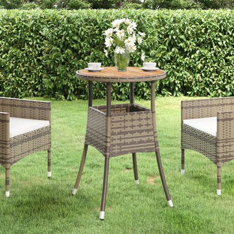 Garden Table Ø60X75 Cm Acacia Wood And Poly Rattan