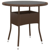Garden Table Ø80X75 Cm Tempered Glass And Poly Rattan