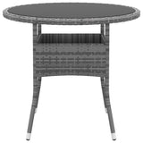 Garden Table Ø80X75 Cm Tempered Glass And Poly Rattan
