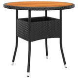 Garden Table Ø80X75 Cm Acacia Wood And Poly Rattan