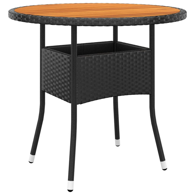 Garden Table Ø80X75 Cm Acacia Wood And Poly Rattan