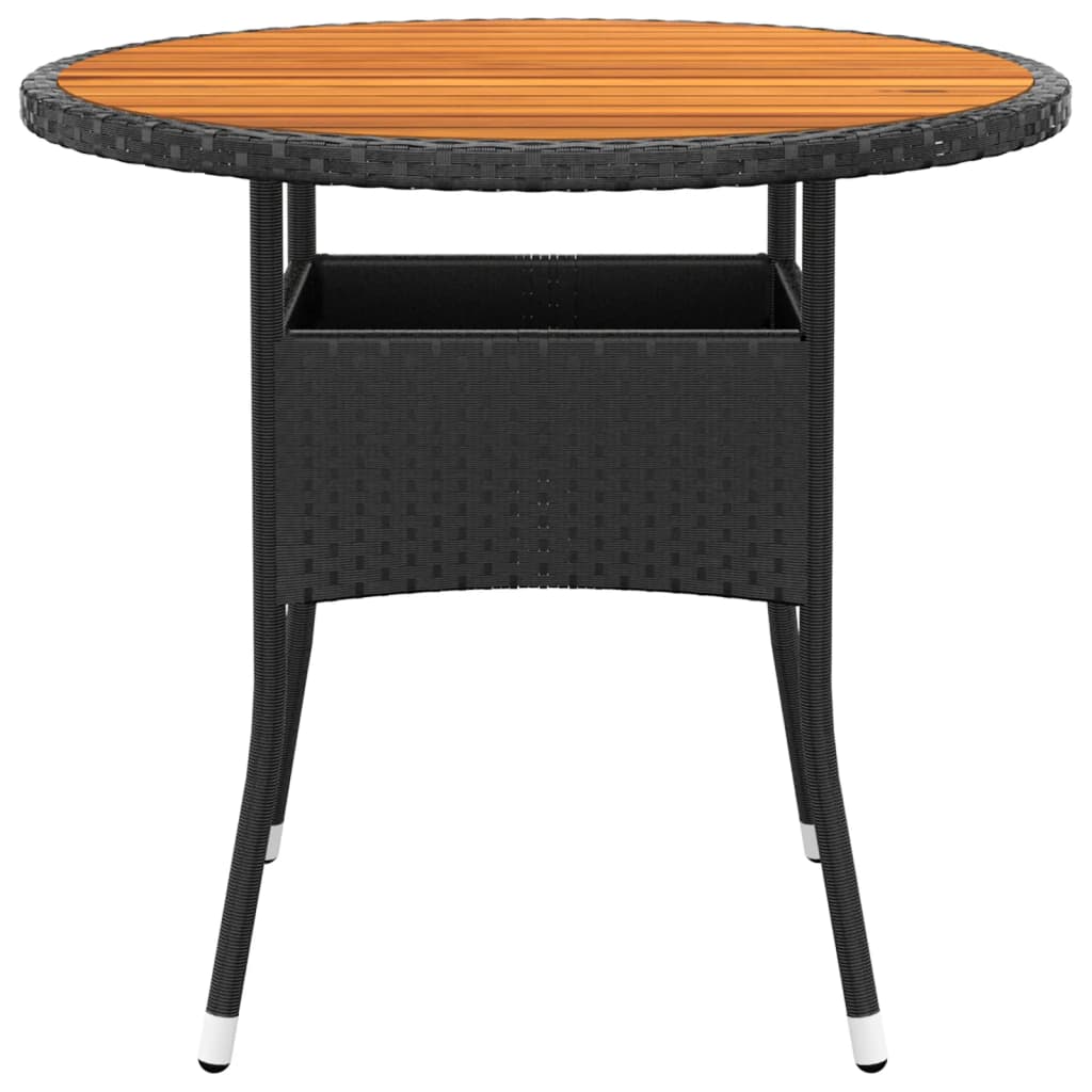 Garden Table Ø80X75 Cm Acacia Wood And Poly Rattan