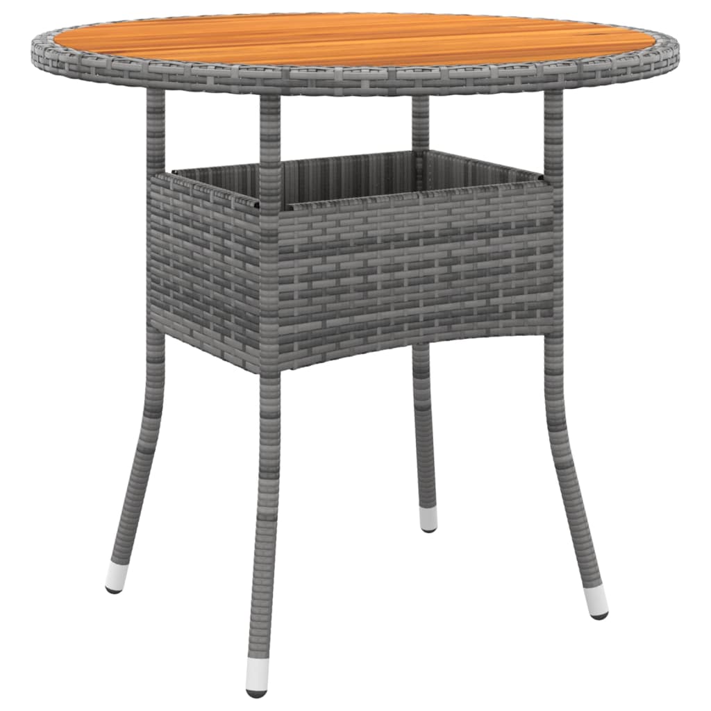 Garden Table Ø80X75 Cm Acacia Wood And Poly Rattan