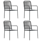 Garden Chairs 4 Pcs Cotton Rope And Steel Black