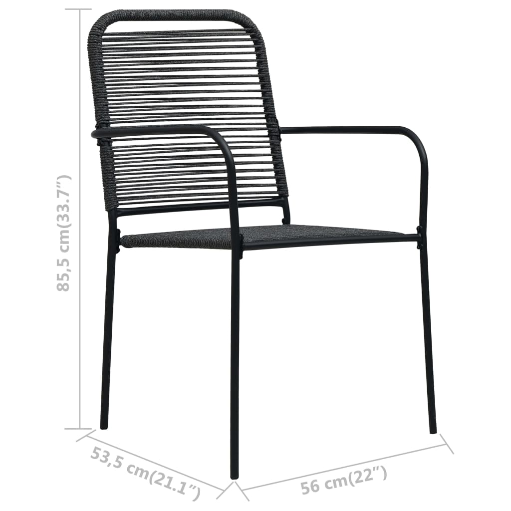 Garden Chairs 4 Pcs Cotton Rope And Steel Black