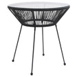 Garden Dining Table Black Ø70X74 Cm Rattan And Glass