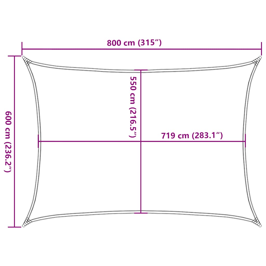 Sunshade Sail 160 g/m² Taupe 6x8 m HDPE