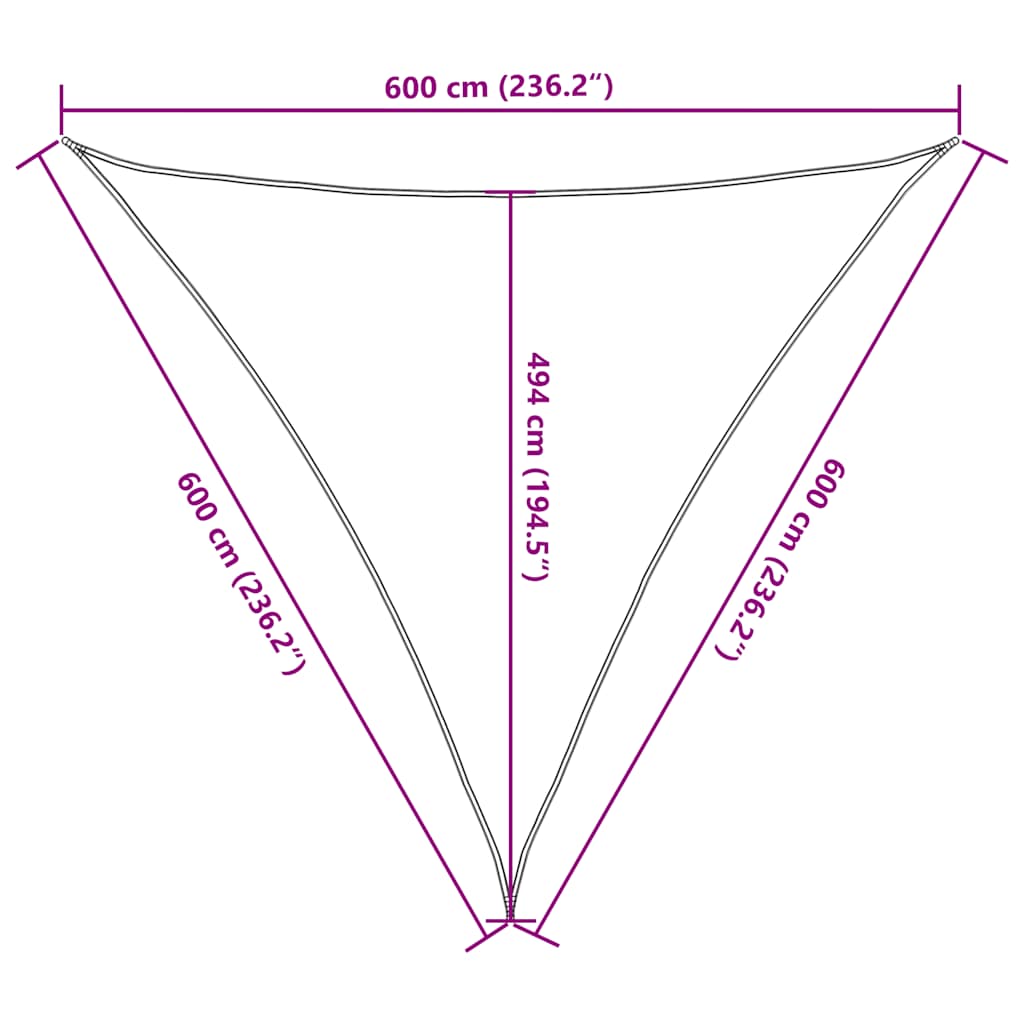 Sunshade Sail 160 g/m² Taupe 6x6x6 m HDPE