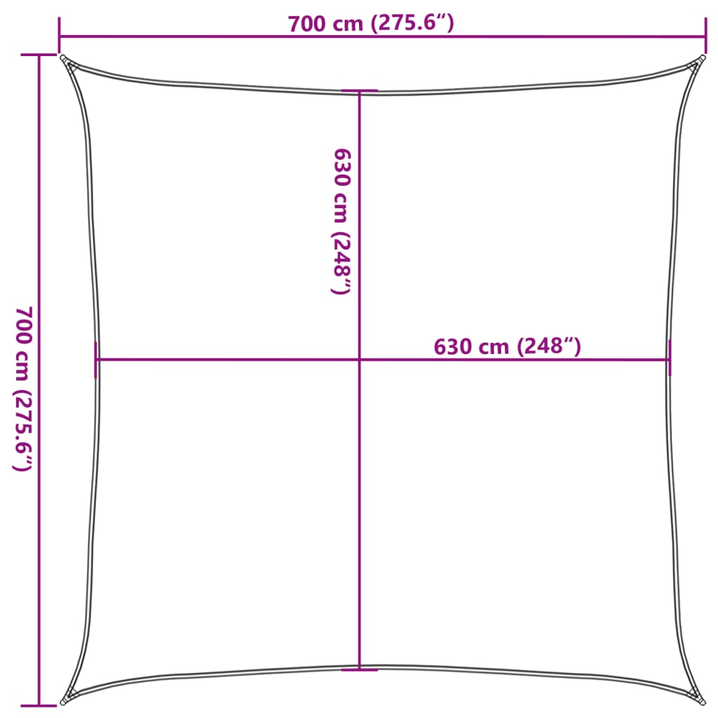 Sunshade Sail 160 g/m² Red 7x7 m HDPE