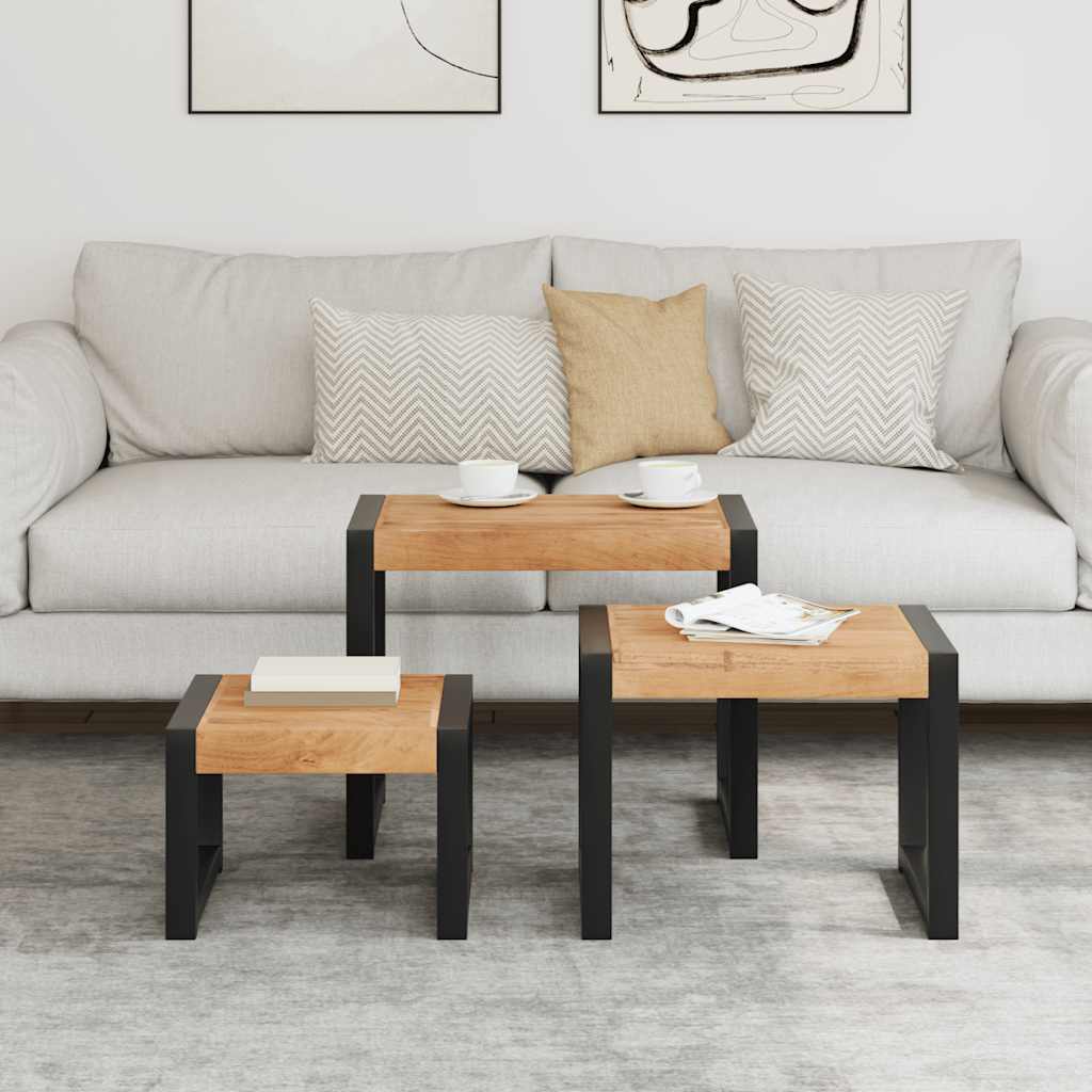 Nesting Tables 3 pcs Solid Wood
