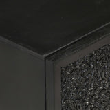 Bedside Cabinet Black 40X30X50 Cm Solid Acacia And Mango Wood