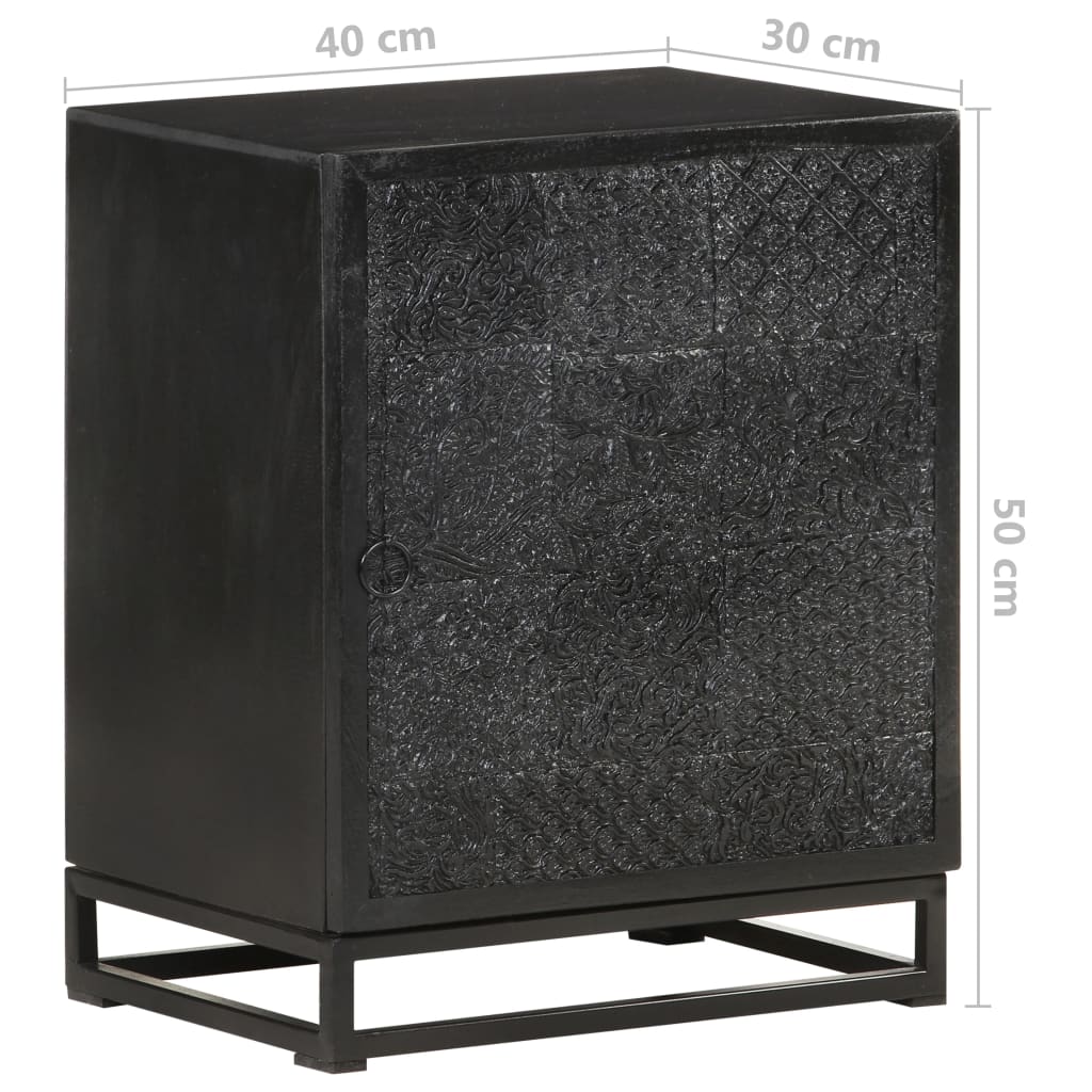 Bedside Cabinet Black 40X30X50 Cm Solid Acacia And Mango Wood
