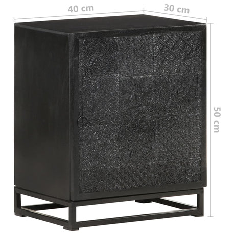 Bedside Cabinet Black 40X30X50 Cm Solid Acacia And Mango Wood