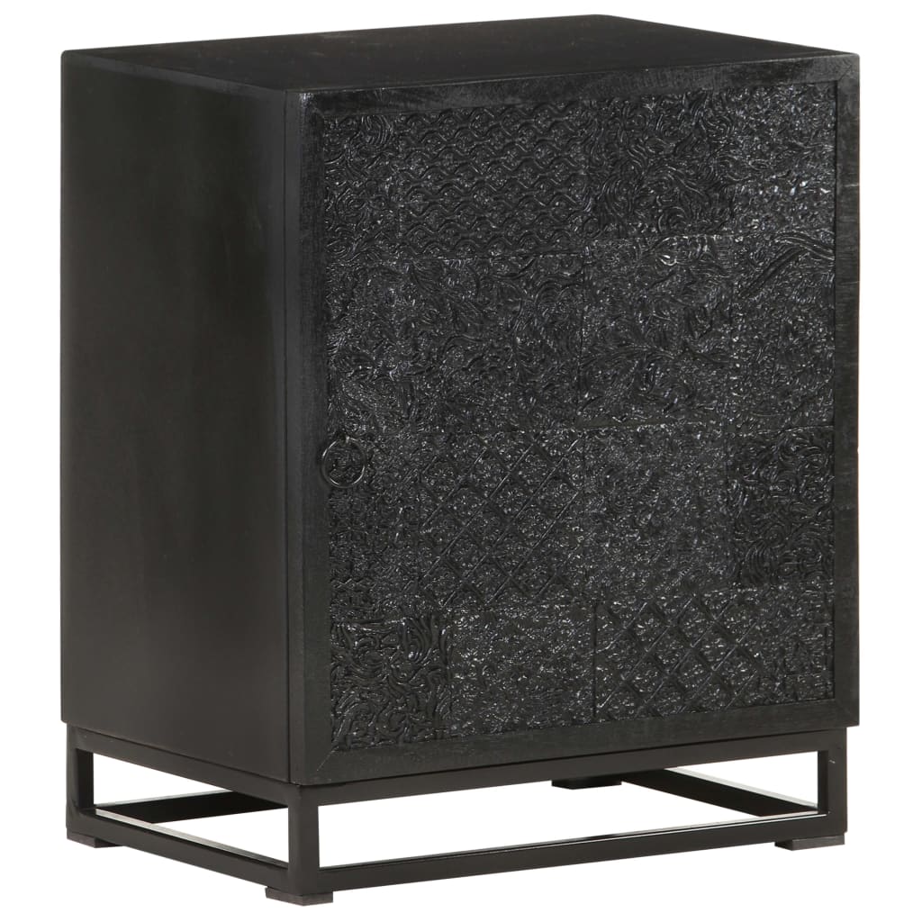 Bedside Cabinet Black 40X30X50 Cm Solid Acacia And Mango Wood