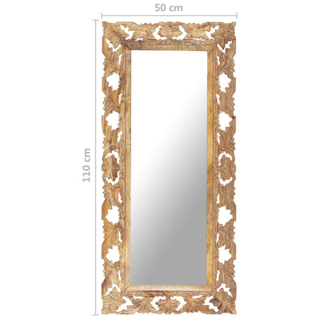 Hand Carved Mirror 110X50 Cm Solid Mango Wood