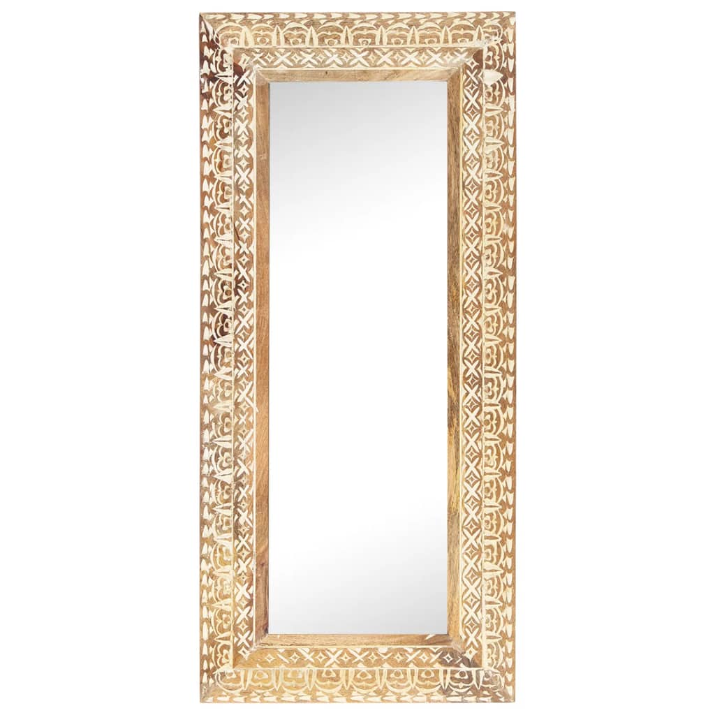 Hand-Carved Mirror Solid Mango Wood