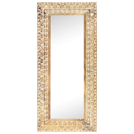 Hand-Carved Mirror Solid Mango Wood