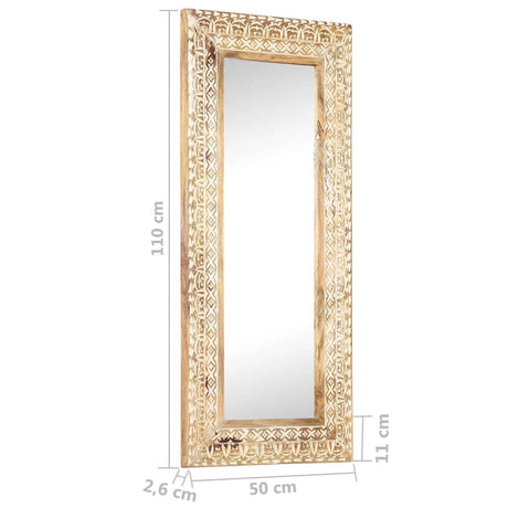 Hand-Carved Mirror Solid Mango Wood