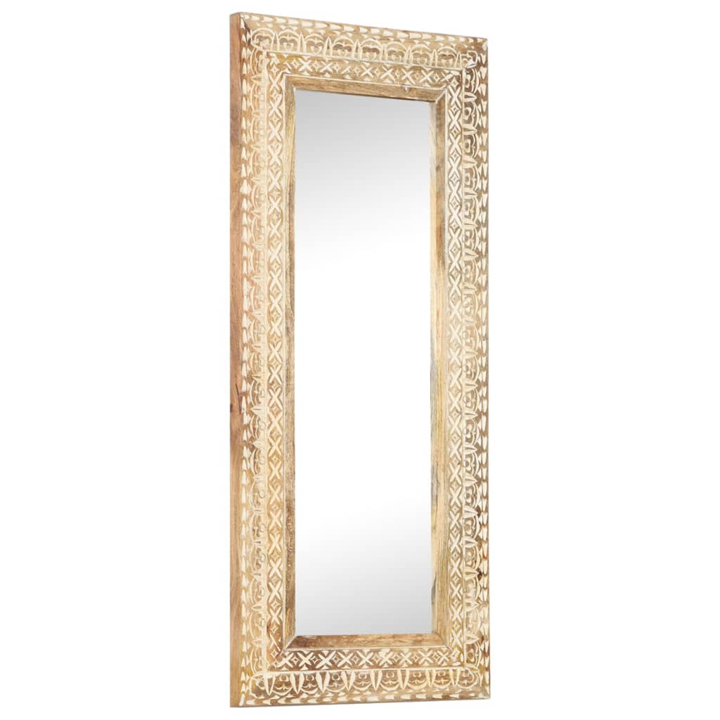 Hand-Carved Mirror Solid Mango Wood